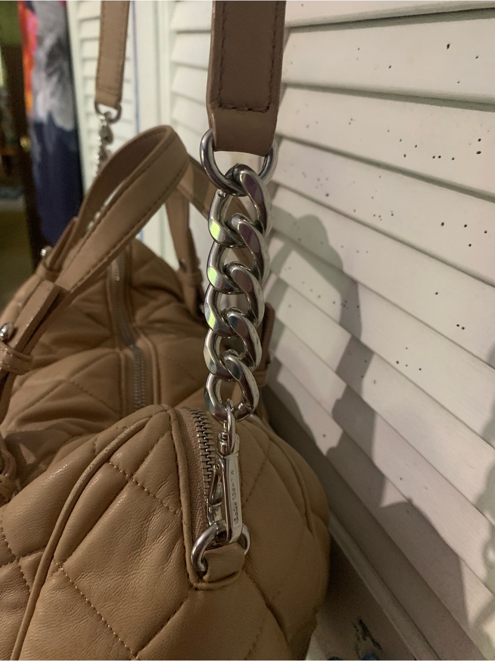Michael Kors Susannah Beige Quilted Chain-Trim Shoulder Bag Crossbody TT10 - Picture 6 of 14